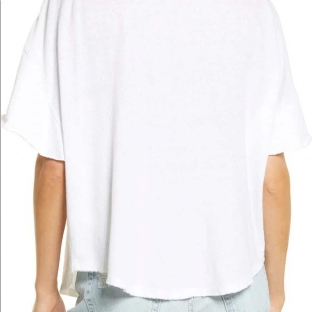 FREE PEOPLE GIRL TALK LINEN BLEND LAYERED TEE